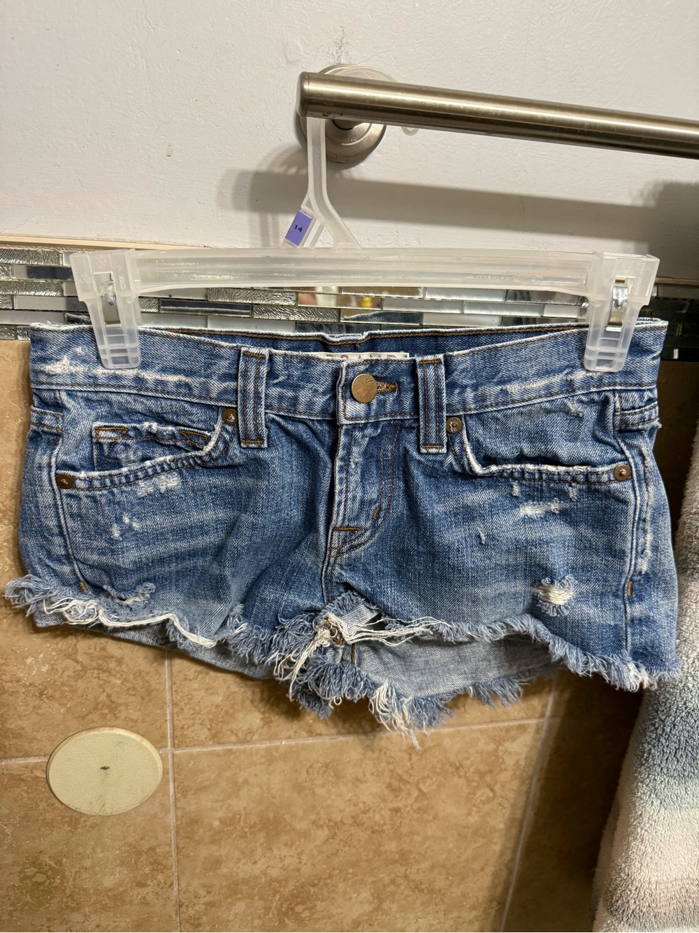 J Brand Distressed Light Blue Denim Cutoff Shorts - Picture 1 of 5